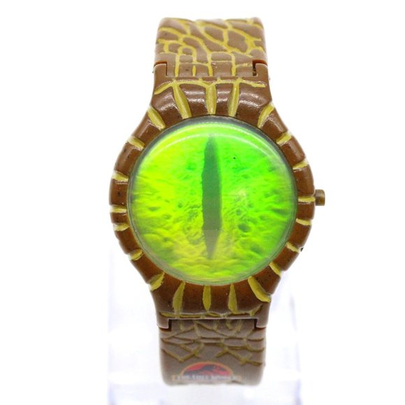 Vintage Jurassic Park Digital Watch Unisex Brown Plastic Dinosaur Green Eye 1997 - Picture 1 of 7